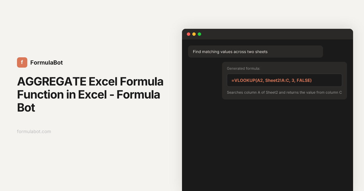 AGGREGATE Excel Formula Function in Excel - Formula Bot